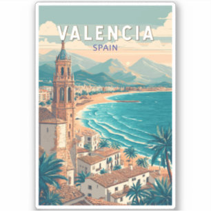Adesivo Vintage de Viagem de Espanha de ilustração da  Val
