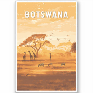 Adesivo Vintage de Viagem de ilustração do Botswana