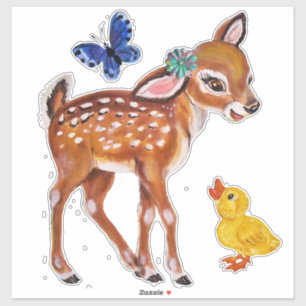 Adesivo Vintage Deer Duck Butterfly Wall Decor