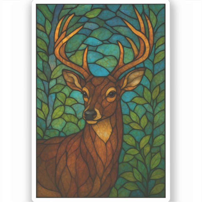 Adesivo Vintage Deer Tiffany Style Stained Glass Design (Frente)