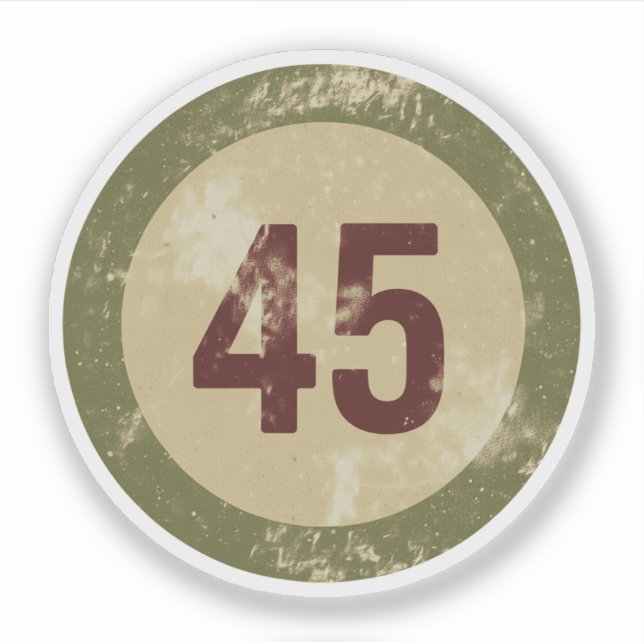 Adesivo Vintage Distressed Number 45 (Frente)