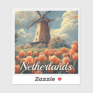 Adesivo Vintage Dutch Windmill : Tulipes e Charm