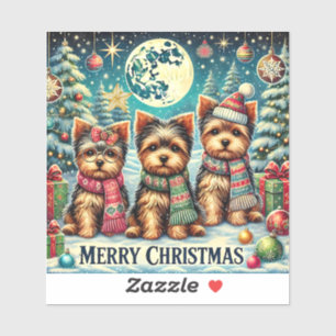 Adesivo Vintage Felry Natal Terrier Yorskhire Yorkie