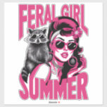 Adesivo Vintage Feral Girl Summer Ogambm Funny Raccoon<br><div class="desc">Vintage Feral Girl Summer Ogambm Funny Raccoon</div>