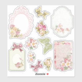 Adesivo Vintage Floral Ephemera Scrapbook Sticker Sheet 