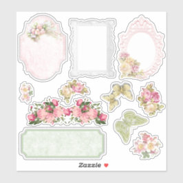 Adesivo Vintage Floral Ephemera Scrapbooking Sticker Sheet