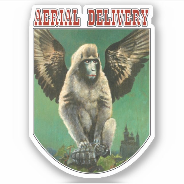 Adesivo Vintage Flying Monkey Custom Cut Sticker (Frente)