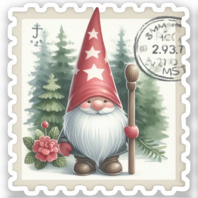 Adesivo Vintage Gnomos Postage Stamps (Frente)