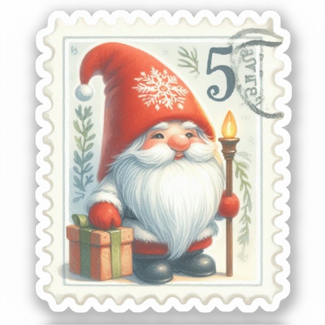 Adesivo Vintage Gnomos Postage Stamps (Frente)