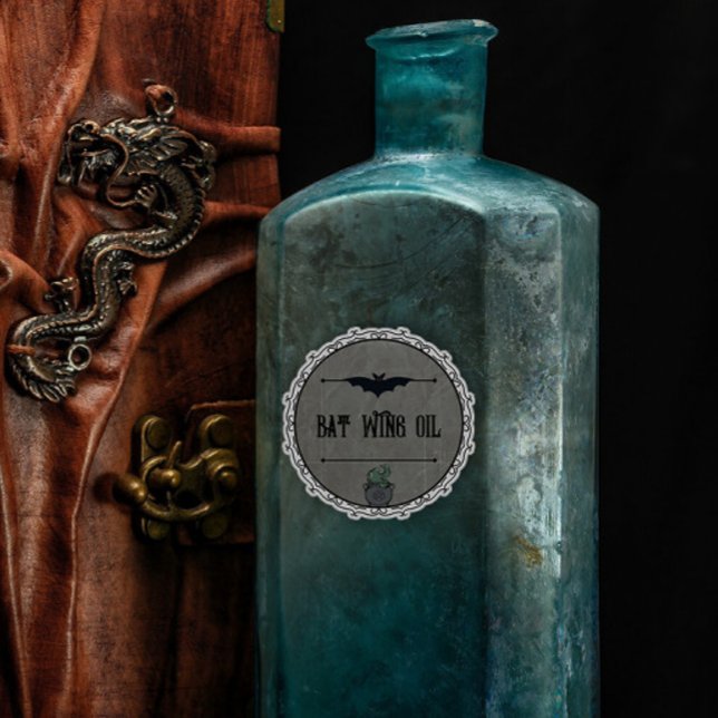 Adesivo Vintage Gothic Wing Oil Personalizado Halloween (Criador carregado)