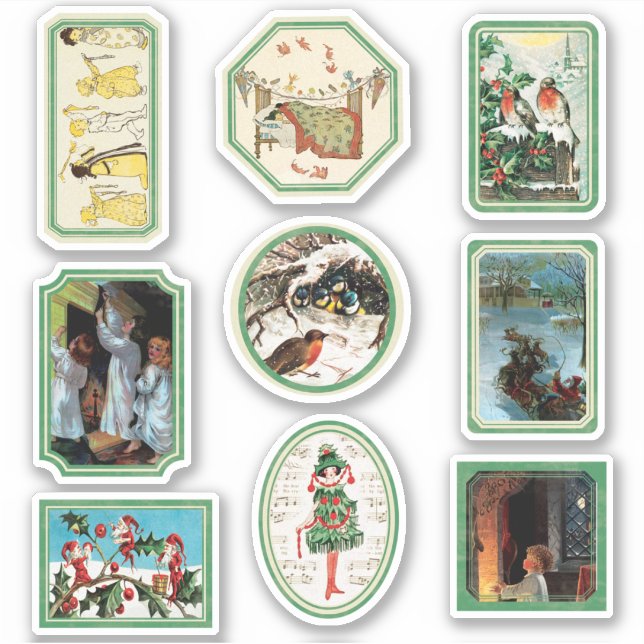 Adesivo Vintage Green Frame Christmas Stickers Scrapbook (Frente)
