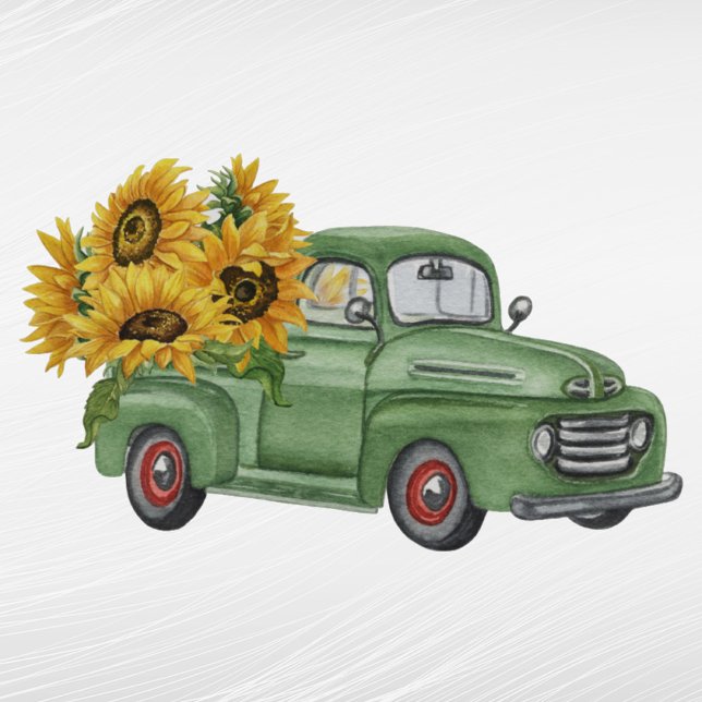 Adesivo Vintage Green Truck Sunflower (Criador carregado)