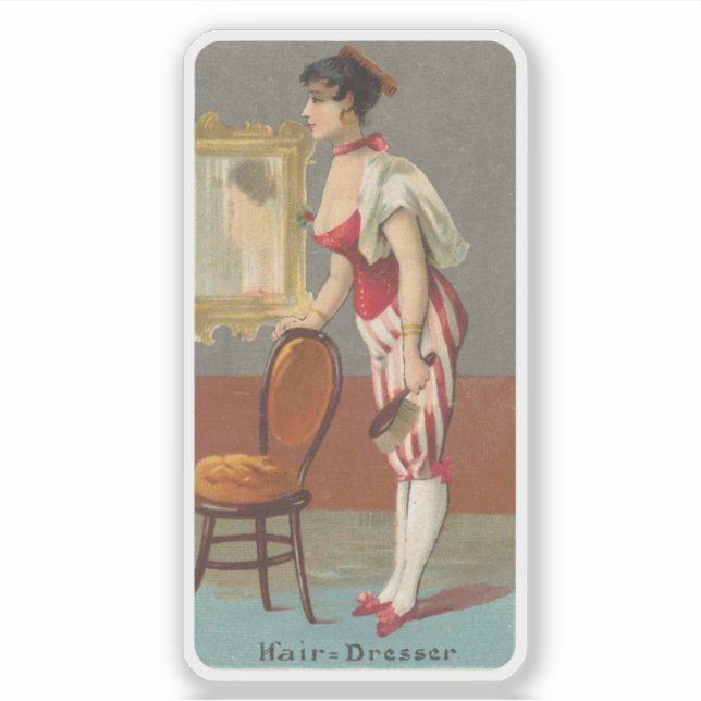 Adesivo Vintage Hair Dresser Illustration 1800s (Frente)