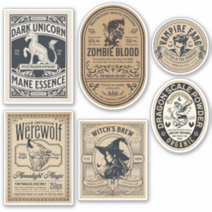Adesivo Vintage Halloween - Apothecary Label Potion