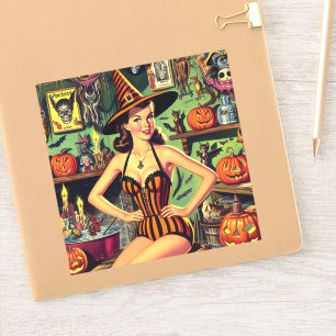 Adesivo Vintage Halloween Cute Witup