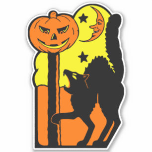 Adesivo Vintage Halloween Decoration Howling Black Cat