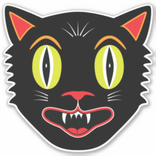 Adesivo Vintage Halloween Desorte Preto Cat V