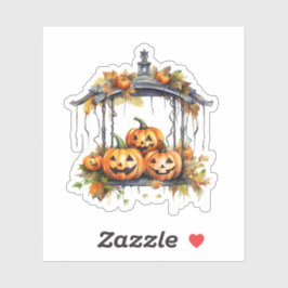 Adesivo Vintage Halloween Sticker Three Happy Pumpkins