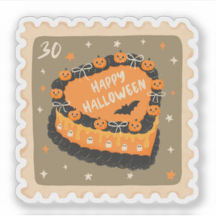 Adesivo Vintage Happy Halloween Cake Stamp