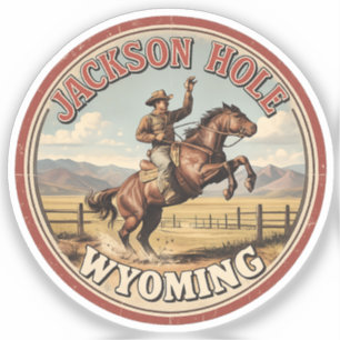 Adesivo Vintage Jackson Hole Bucking Bronco wyoming vaquei