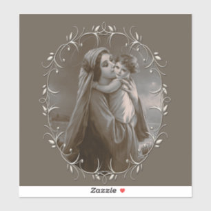 Adesivo Vintage Madonna e Child com Silver Frame