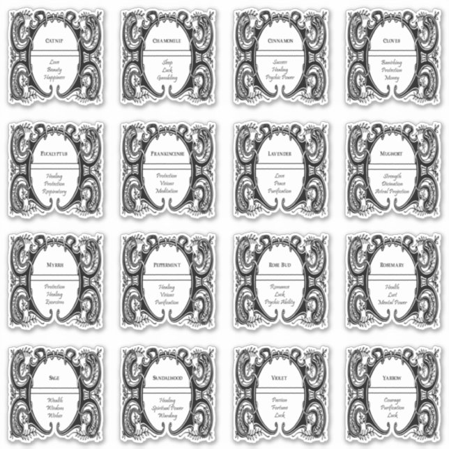 Adesivo Vintage Magickal Herbs Witchcraft Jar Labs (Frente)