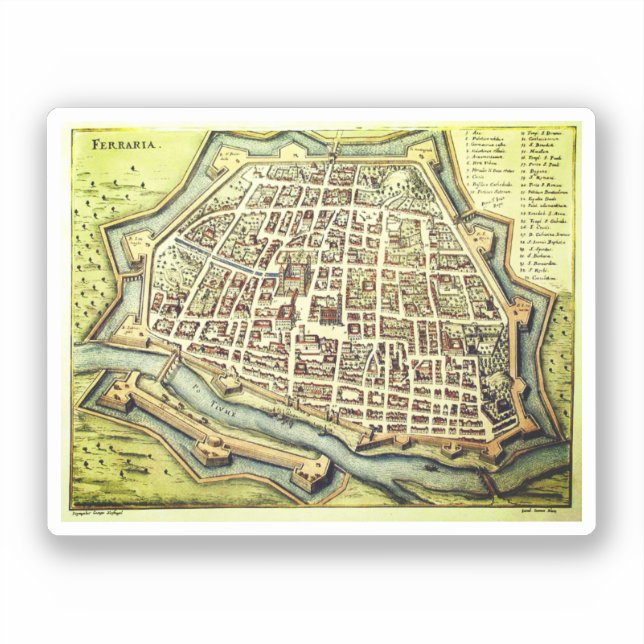 Adesivo Vintage map of Ferrara, ITALY (Frente)