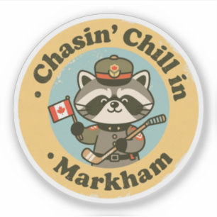 Adesivo Vintage Markham Ontario Raccoon e Hockey