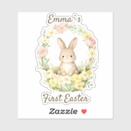 Adesivo Vintage My First Easter Bunny Floral Wreath