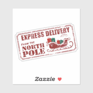 Adesivo Vintage North Pole Express Delivery Stamp