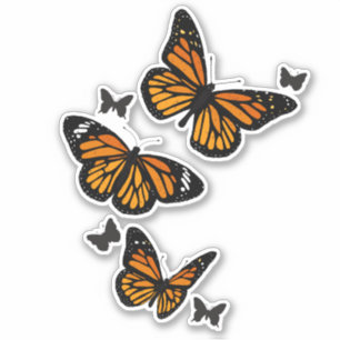 Adesivo Vintage Orange Monarch Butterflies em voo