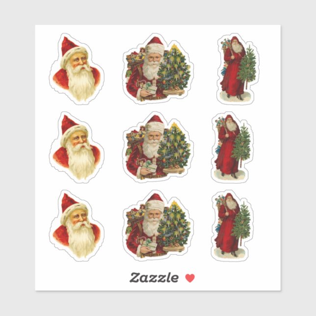 Adesivo Vintage Papais noeis Arranhando Conjunto de Natal (Folha)