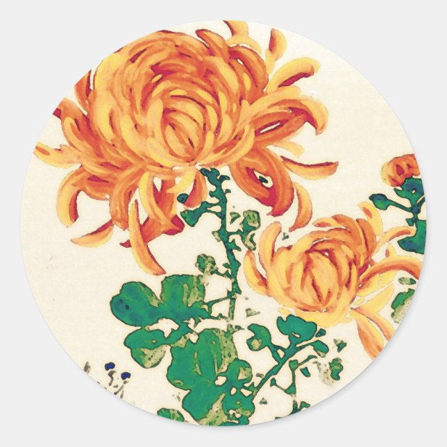 Adesivo Vintage - Pintura Japonesa de Chrysanthemums (Frente)
