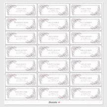 Vintage Plum Purple Floral Line Art Endereço Convi