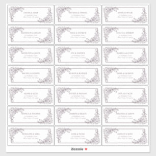 Adesivo Vintage Plum Purple Floral Line Art Endereço Convi