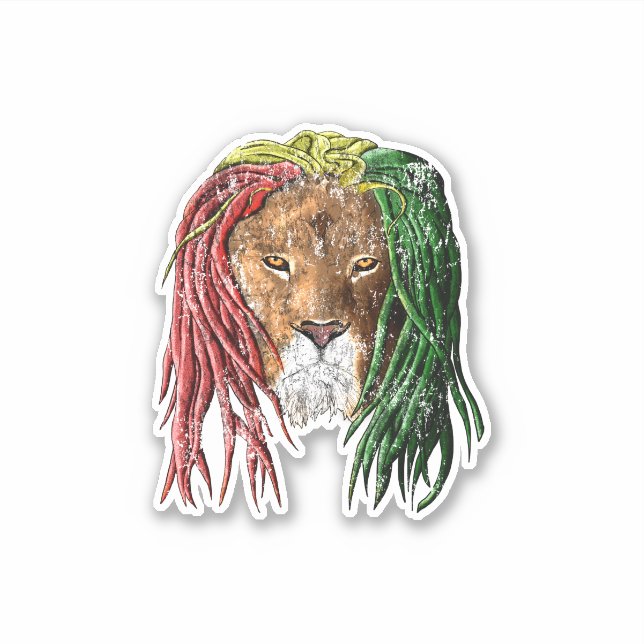 Adesivo Vintage Rasta Reggae Lion (Frente)