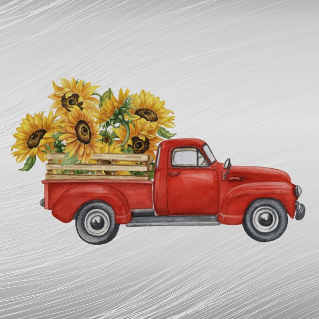 Adesivo Vintage Red Truck Sunflower (Criador carregado)