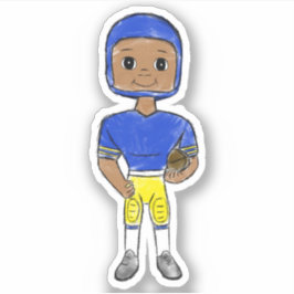 Adesivo vintage retro jogador de futebol azul amarelo simp