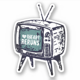 Adesivo Vintage retro TV televisor em reprises de coraçã