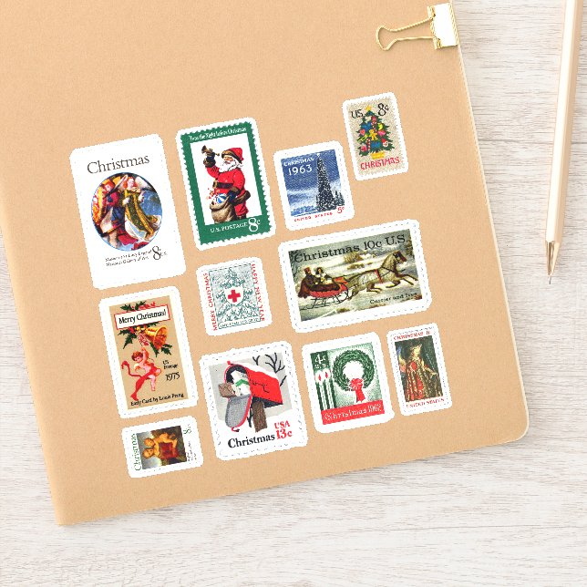 Adesivo Vintage Retro US Christmas PoStage Set (Notebook)