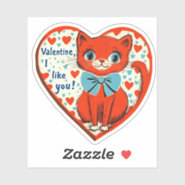 Adesivo Vintage Retro Valentine Cute Cat I Like You