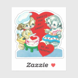 Adesivo Vintage Retro Valentine Dog Puppy Sweets for Sweet