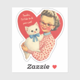 Adesivo Vintage Retro Valentine Teacher's Pet Cat