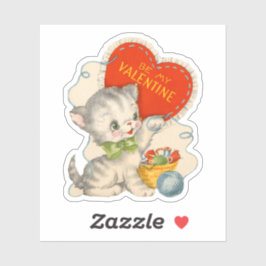 Adesivo Vintage Retro Valentine's Day Cat Be My Valentine