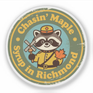 Adesivo Vintage Richmond Maple Syrup Raccoon