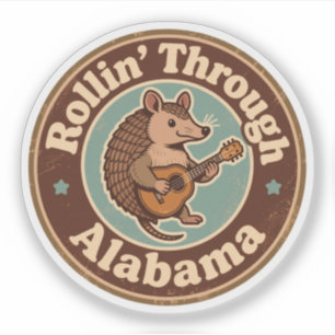 Adesivo Vintage Rollin Through Alabama Armadillo Music