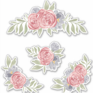 Adesivo Vintage Rosa set sticker