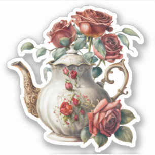 Adesivo Vintage Rosa Teapot