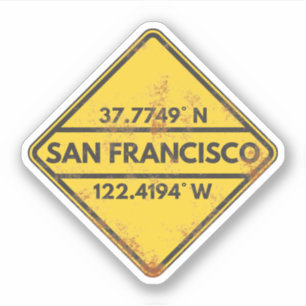 Adesivo Vintage San Francisco Coordena Sinal de Metal Rust