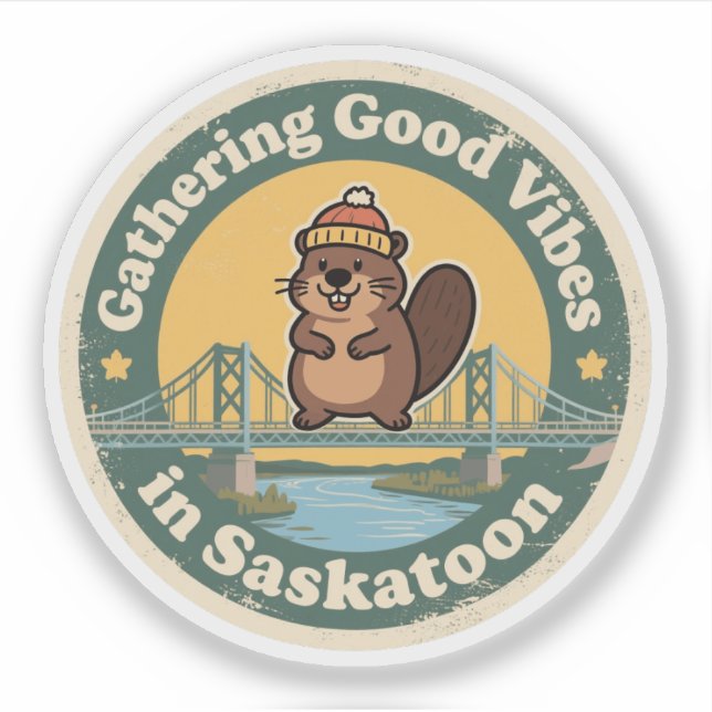 Adesivo Vintage Saskatoon SK Good Vibes Gift (Frente)